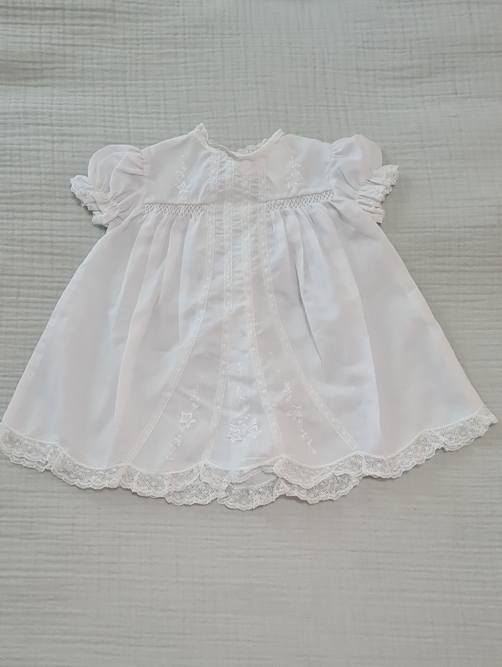 Cherubs - Vintage Classic White Baby Girls' Lace Trim Dress
